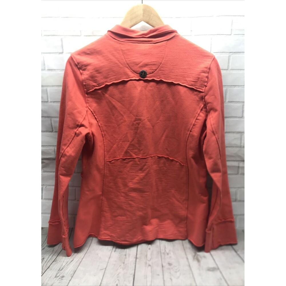 Neon Buddha Women's Shacket Size Medium Long Sleeve Statement Buttons Orange - Picture 7 of 14